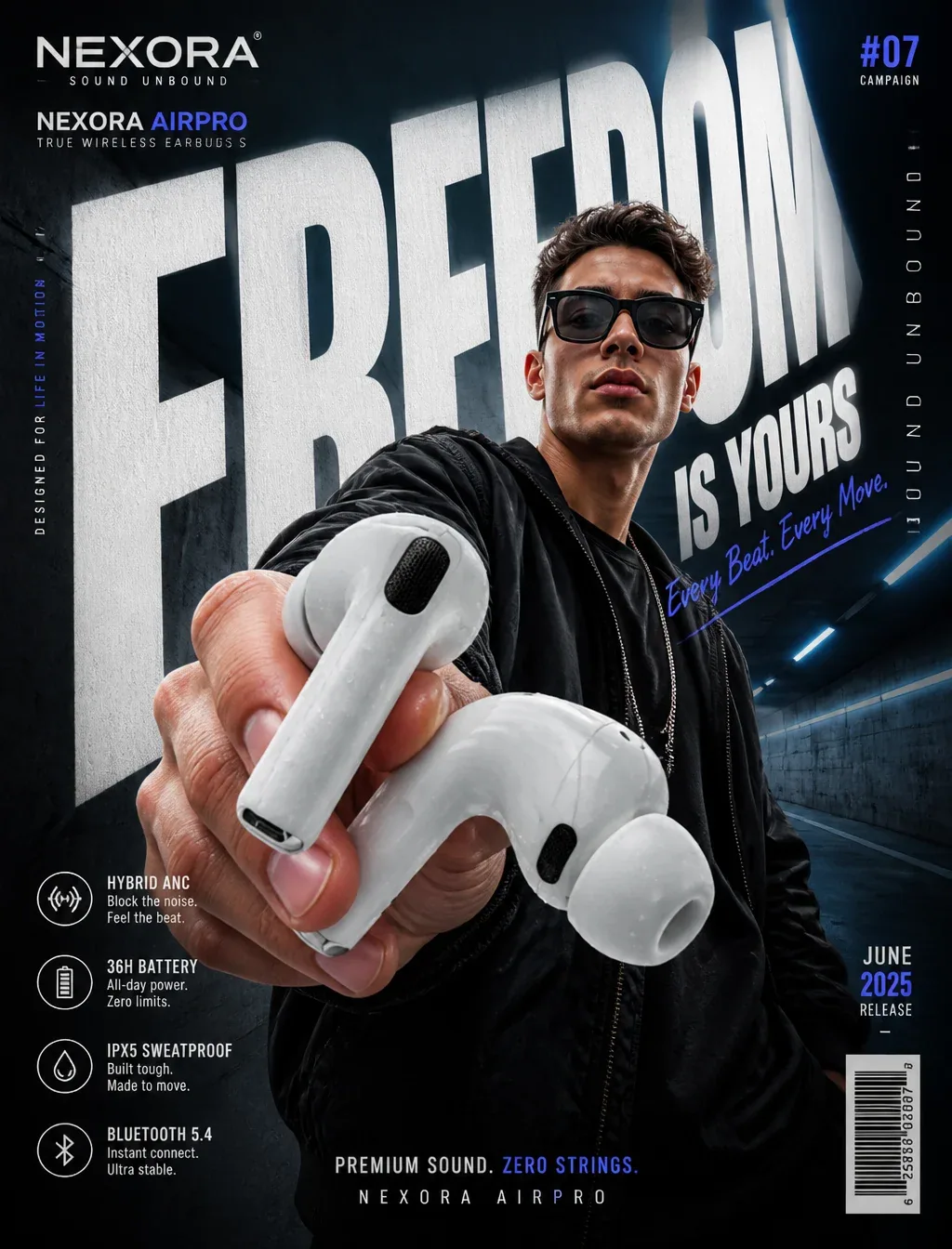 Create a vertical 3:4 commercial campaign poster for a fictional [Product Category] brand. Brand: [Brand Name… - AI提示词参考图，来自西西提示词