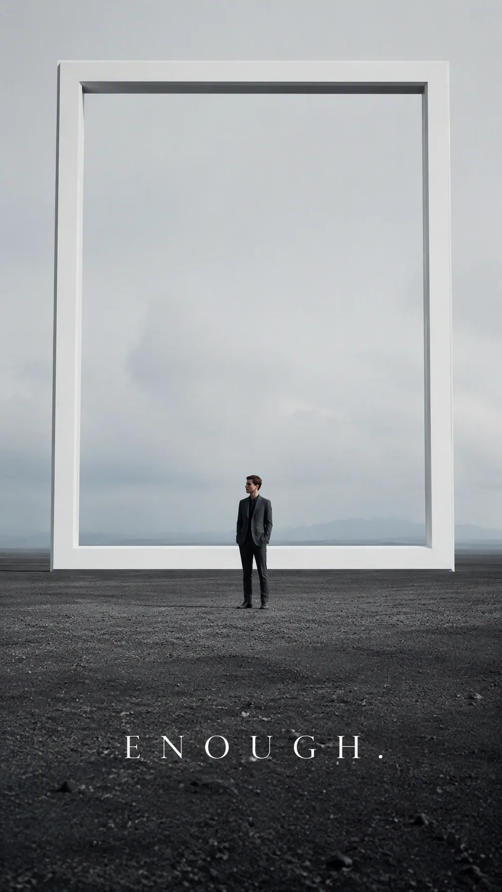 Create a premium 9:16 conceptual editorial portrait.Main Subject: Young male model wearing a charcoal suit.Cr… - AI提示词参考图，来自西西提示词