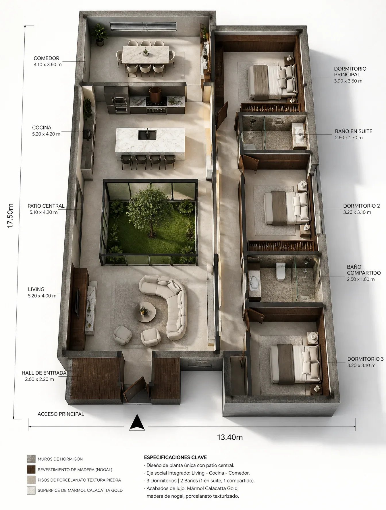 [SUBJECT] = "A detailed, technical yet aesthetically luxurious floor plan of the single-story contemporary ho… - AI提示词参考图，来自西西提示词