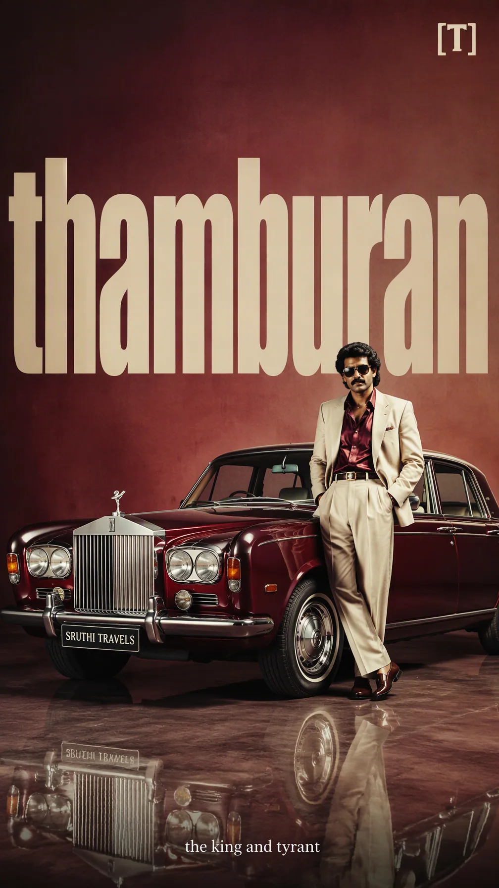 High-end photorealistic 1980s South Indian luxury automotive advertising poster for SRUTHI TRAVELS, inspired … - AI prompt reference from CC Prompt Galaxy