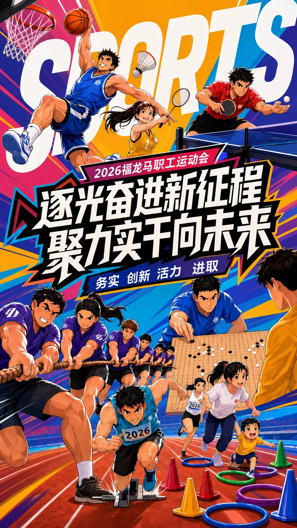 不改变[image1]元素的形状和材质以及颜色，把[image1]中的元素重新组合，调整为竖构图。放大sports但不改变文字排列不可拆分 - AI提示词参考图，来自西西提示词