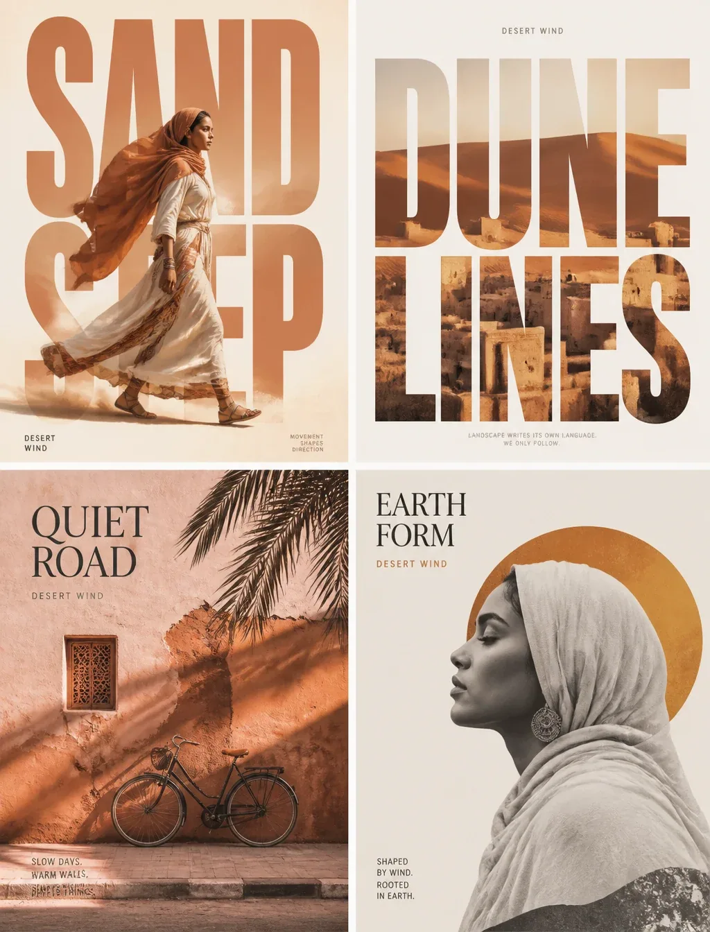 Вариант 3 — DESERT WINDTheme: DESERT WIND Subject: Young North African woman Human state: Walking through win… - AI prompt reference from CC Prompt Galaxy