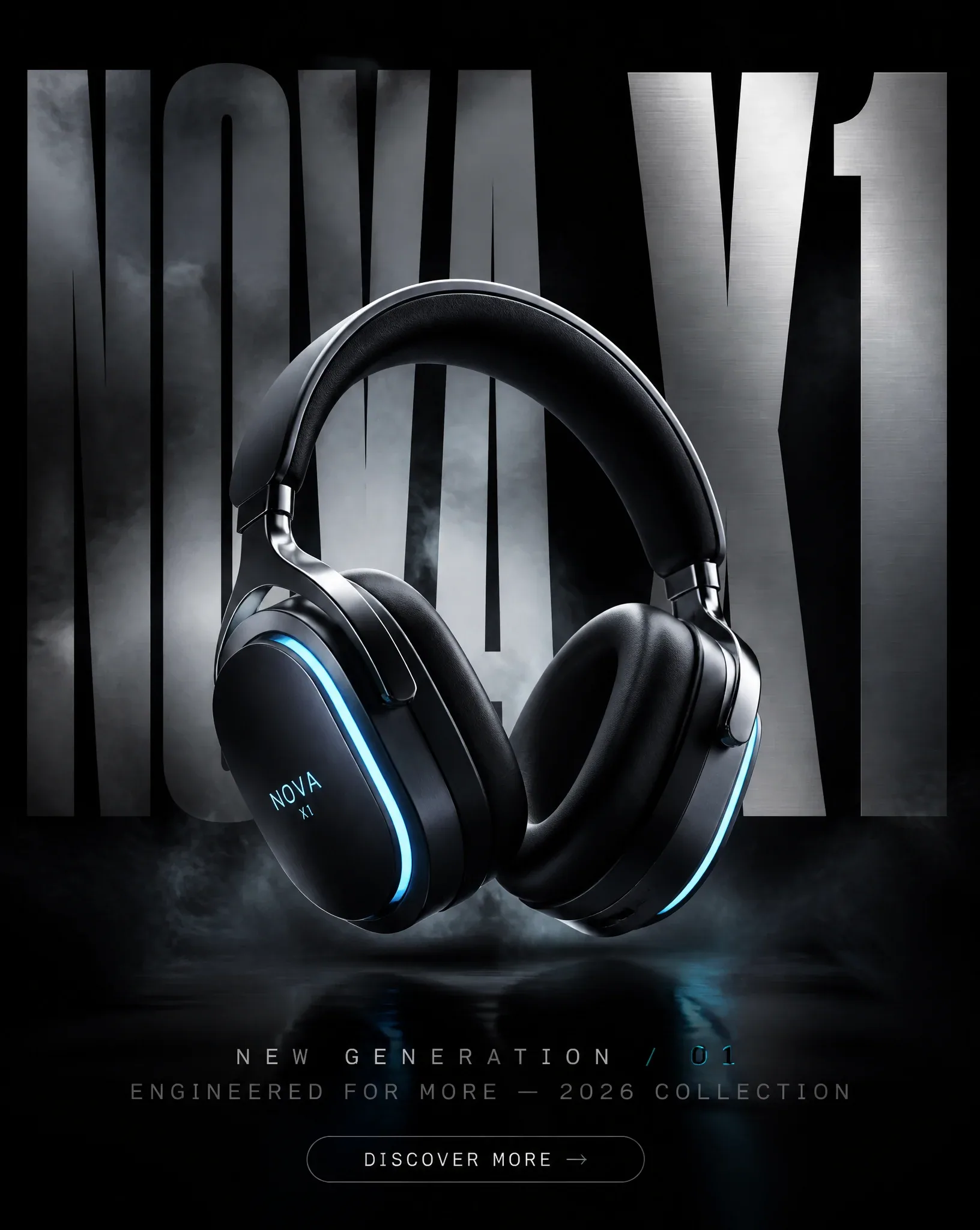 High-end commercial advertisement poster for fictional futuristic product called NOVA X1. Place product drama… - AI提示词参考图，来自西西提示词