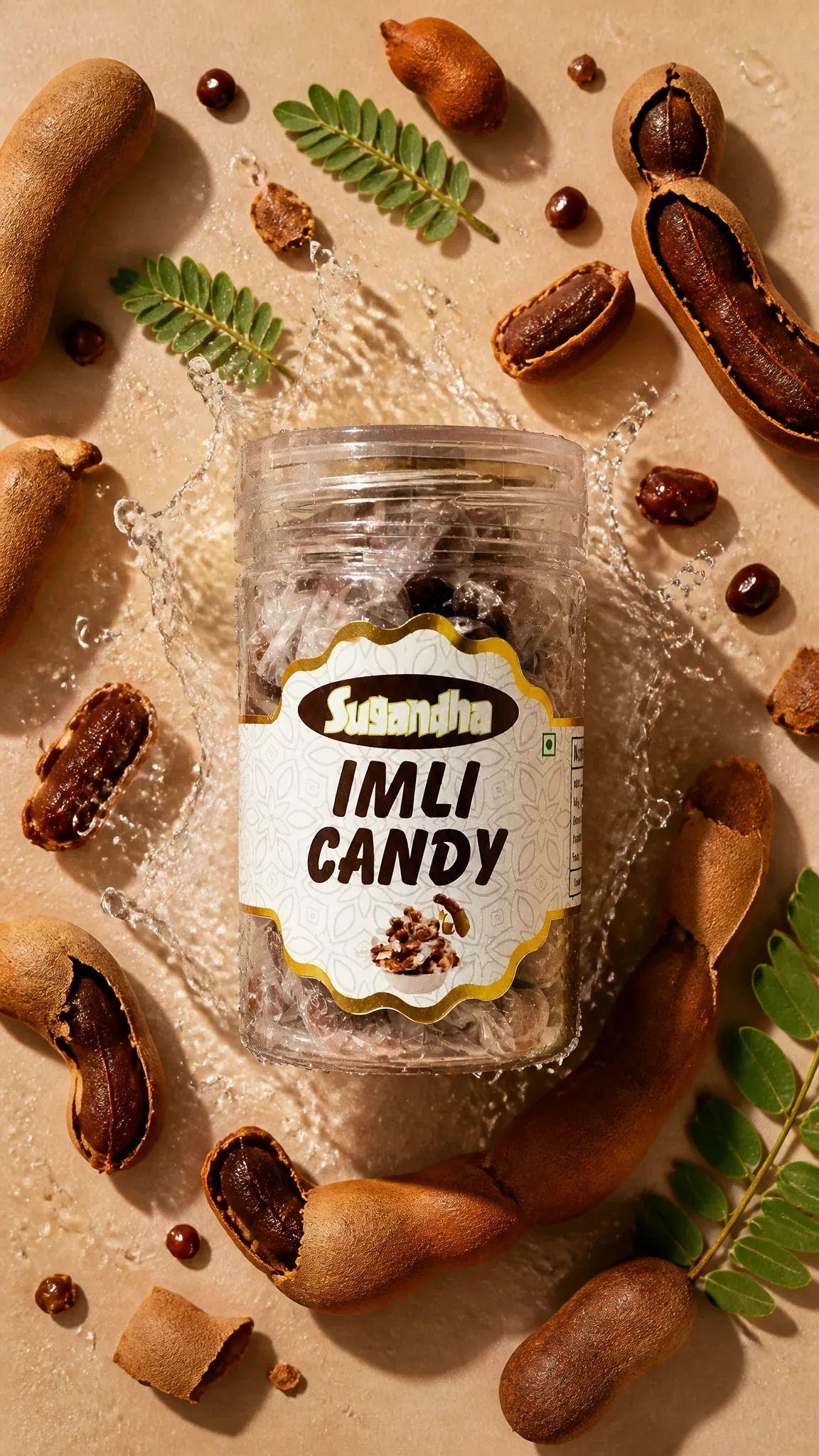[product], centered top down flat lay, surrounded by [ingredients], fresh slices and whole pieces of tarmarin… - AI提示词参考图，来自西西提示词