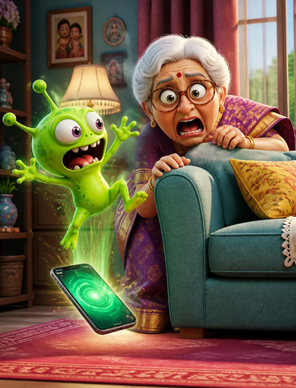 प्रॉम्प्ट: एक प्यारी और मज़ेदार भारतीय दादी माँ का 3D कार्टून, जिन्होंने पारंपरिक साड़ी और बड़ा चश्मा पहना हुआ… - AI prompt reference from CC Prompt Galaxy
