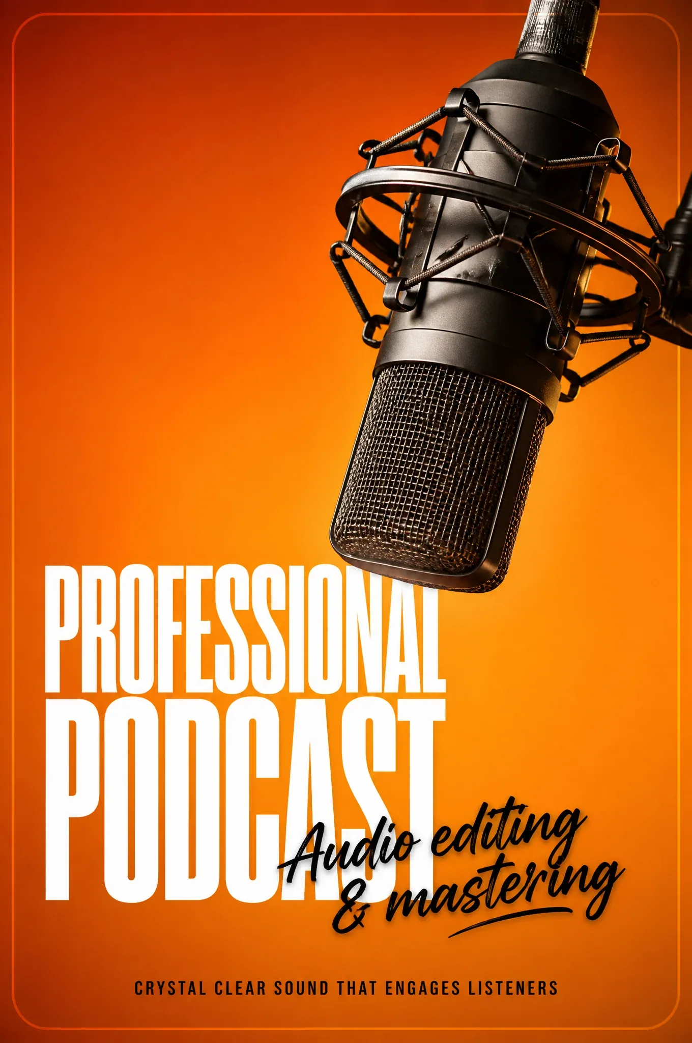 High-resolution poster showing a professional studio condenser microphone suspended in a shock mount at the t… - AI提示词参考图，来自西西提示词