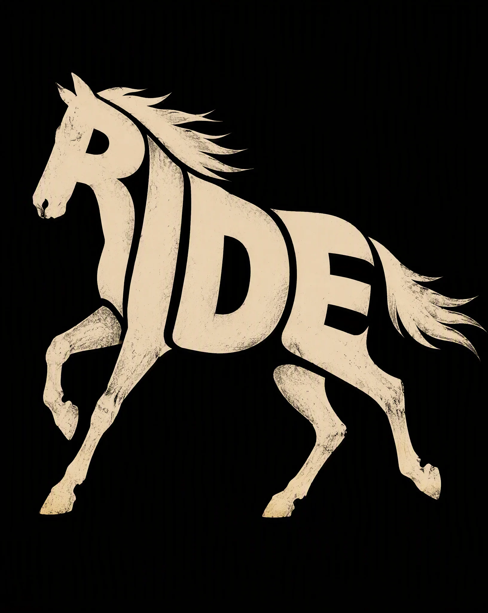 Create a sophisticated experimental typography poster featuring the word “RIDE” transformed into the recogniz… - AI提示词参考图，来自西西提示词