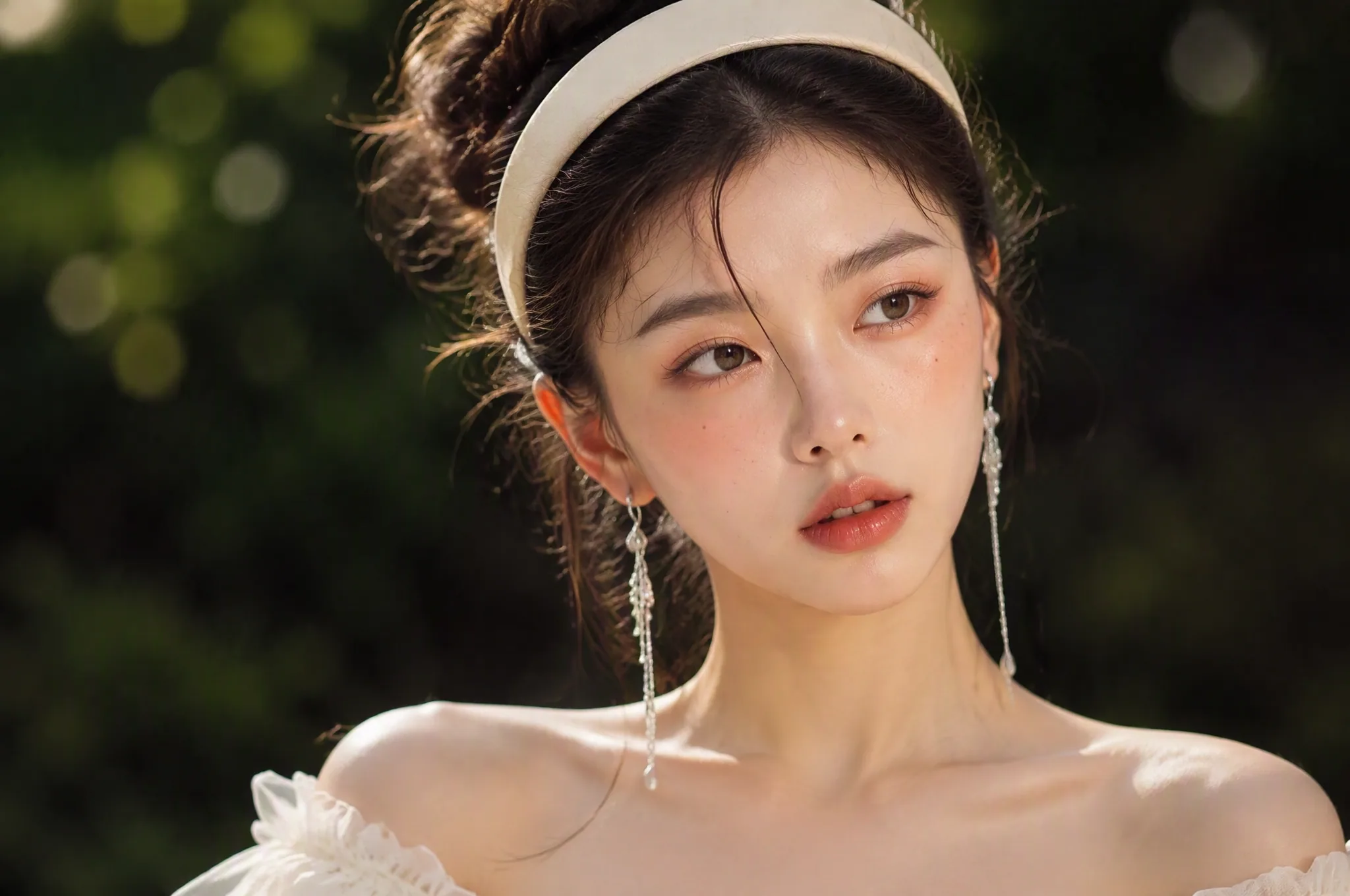 Photorealistic cinematic portrait of a beautiful young East Asian woman, matching the facial appearance of th… - AI提示词参考图，来自西西提示词