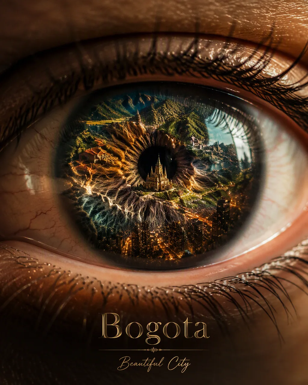 Create a breathtaking 4:5 vertical ultra-realistic cinematic portrait of a beautiful human eye, captured in e… - AI提示词参考图，来自西西提示词