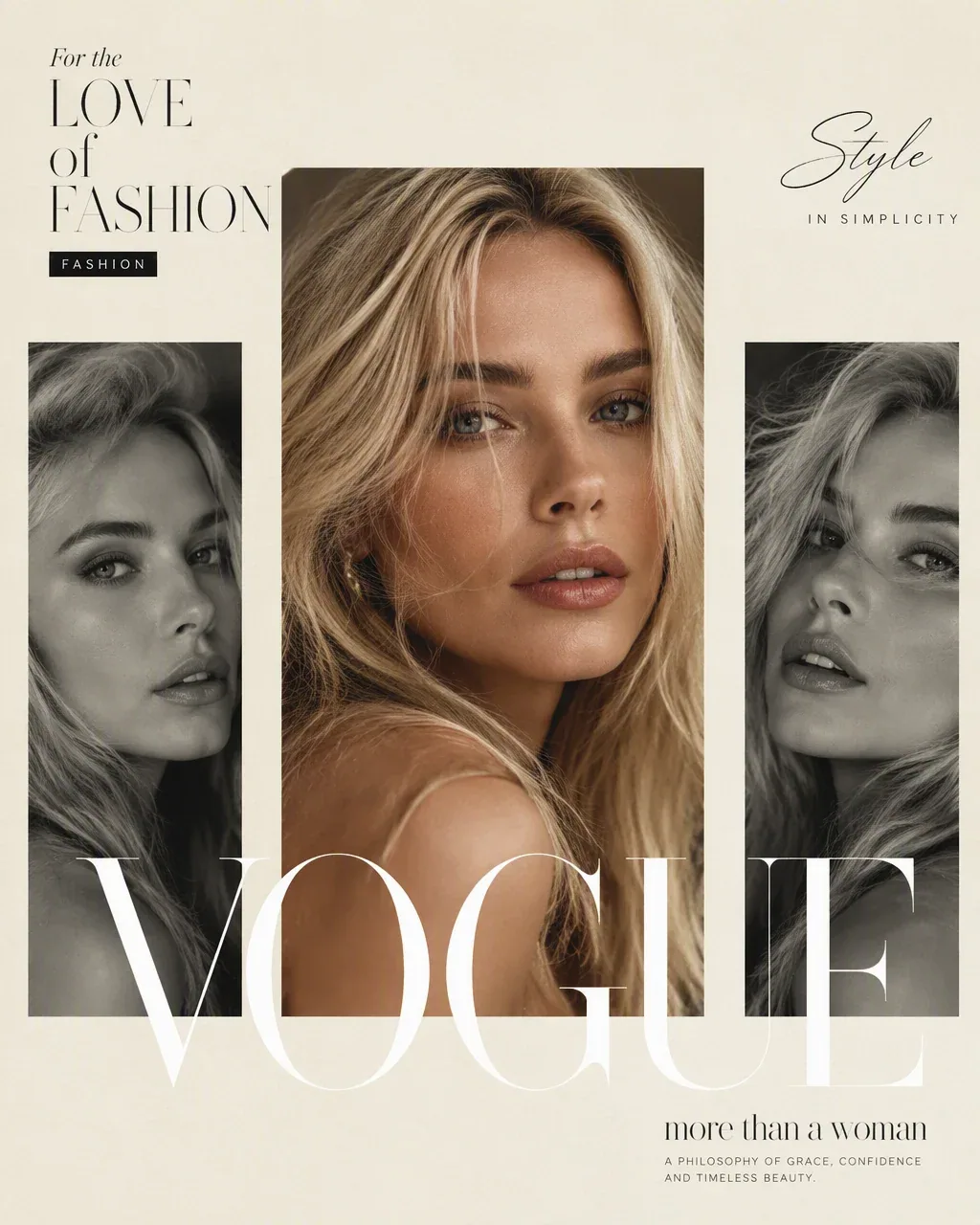 Ultra-photorealistic luxury fashion editorial collage, sophisticated minimalist magazine aesthetic, vertical … - AI提示词参考图，来自西西提示词