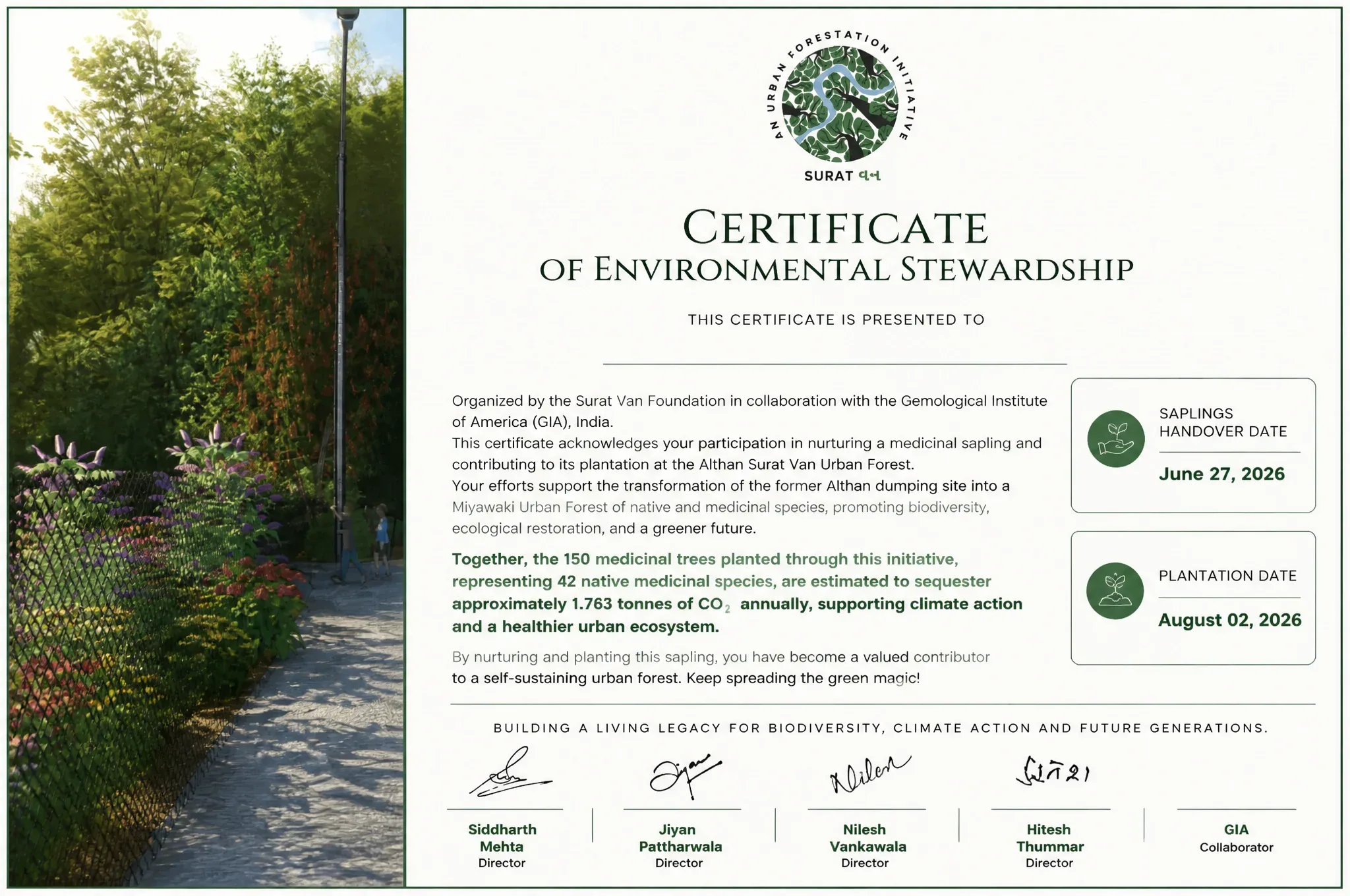 Certificate of Environmental Stewardship, professional graphic design for a high-end sustainability award, mi… - AI prompt reference from CC Prompt Galaxy