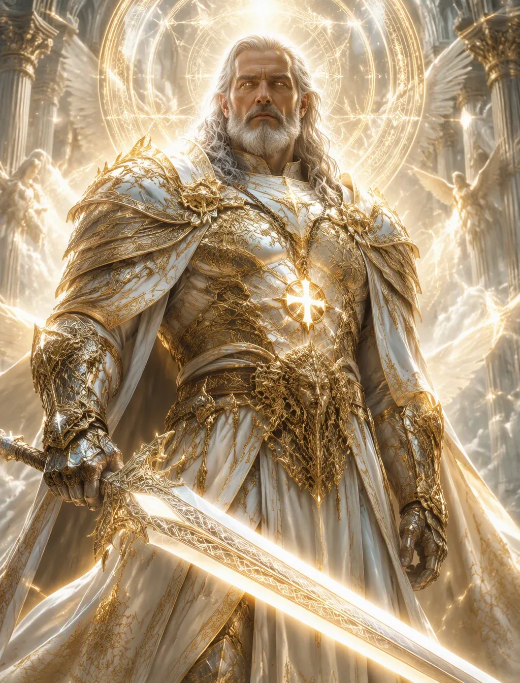 Create a hyper-realistic high-fantasy character portrait of an ancient paladin or holy warrior, embodying tho… - AI prompt reference from CC Prompt Galaxy