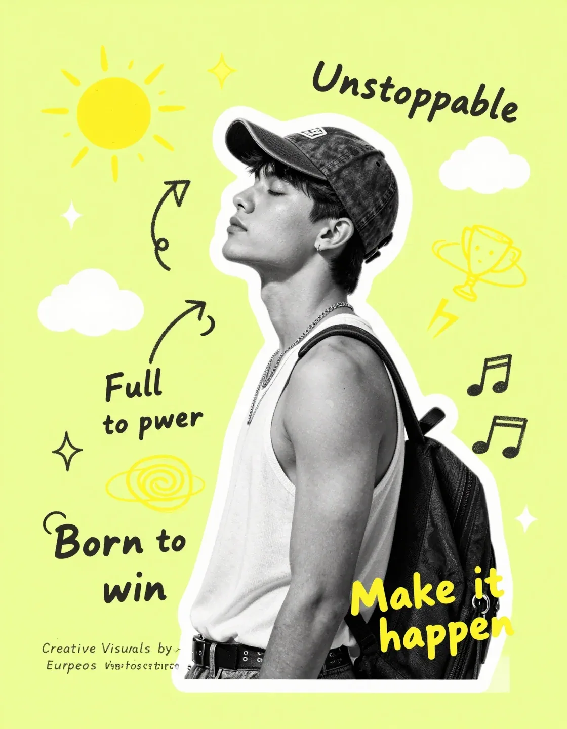 Create an original Y2K-inspired scrapbook collage poster featuring a stylish young man in side profile wearin… - AI提示词参考图，来自西西提示词