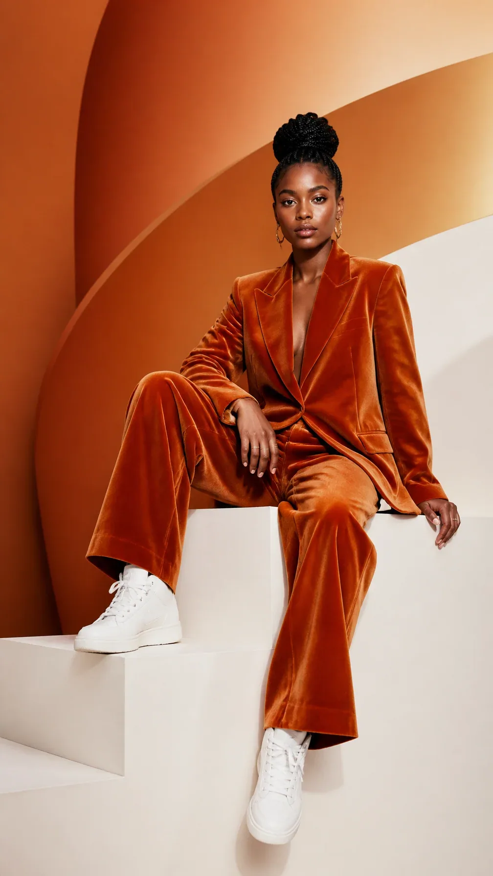 Subject and Action Full body portrait of a confident Black woman in her early 20s, styled with a sophisticate… - AI提示词参考图，来自西西提示词