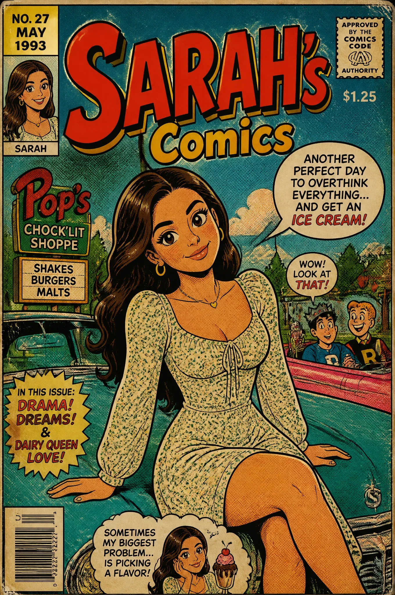 Vintage Archie-style 1990s comic book cover featuring a stylized cartoon version of the person from the refer… - AI提示词参考图，来自西西提示词