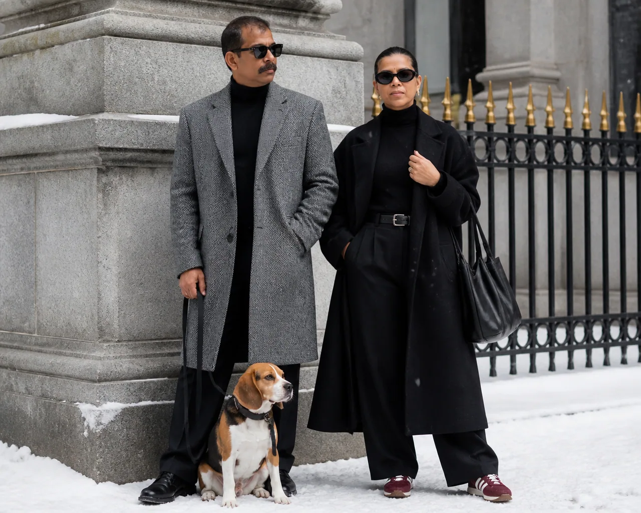 { "prompt_title": "Sophisticated Urban Winter Couple Portrait", "environment": { "setting": "Upscale urban st… - AI prompt reference from CC Prompt Galaxy
