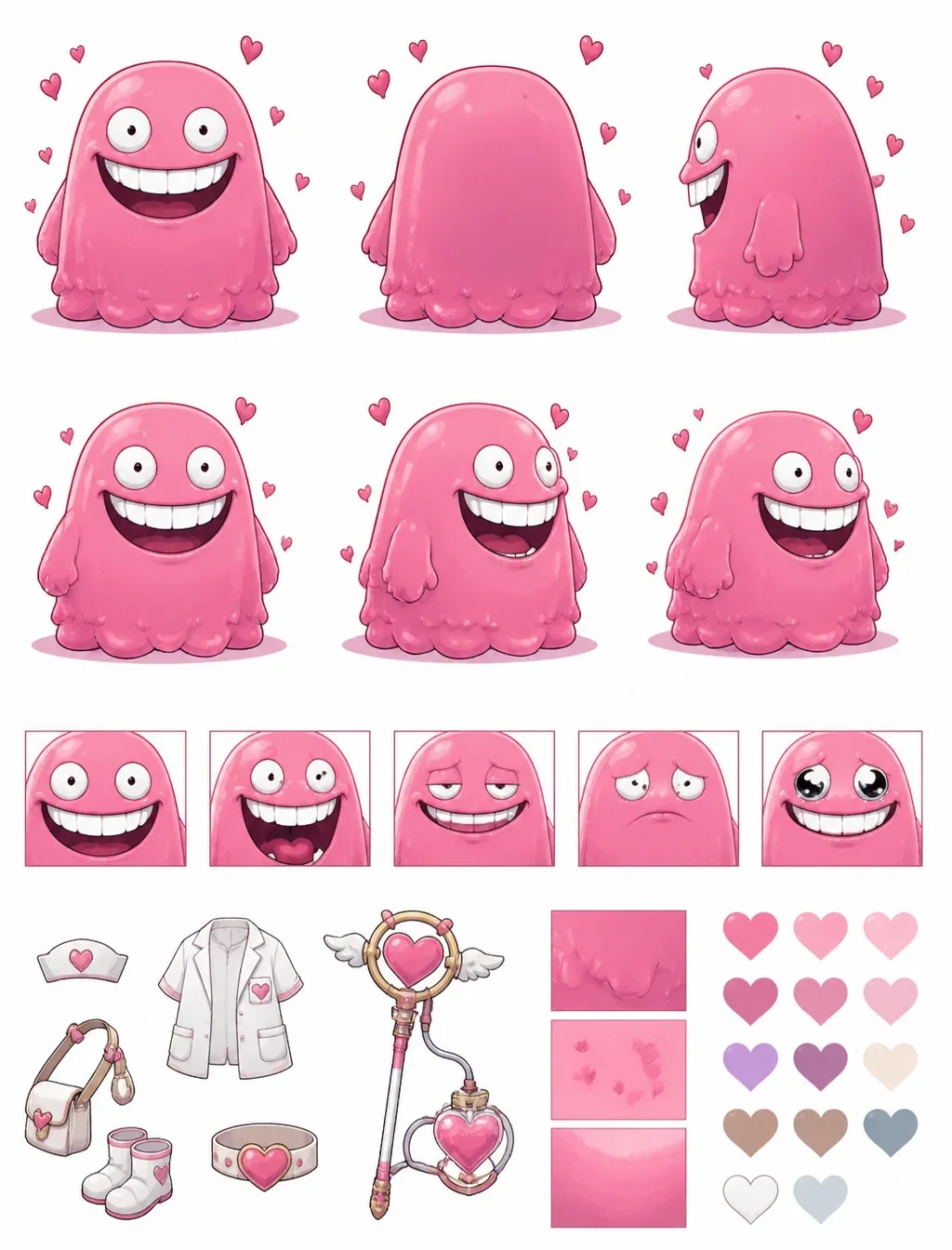 УЛЫБЧИК БЛОБ — Стиль: Smiling FriendsРоль: Хилер-абсурдист | Внешность: розовое желеобразное существо с гиган… - AI提示词参考图，来自西西提示词