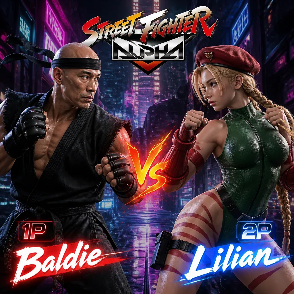 Highly detailed selection screen character at Street Fighter Alpha with the character in reference image 1 On… - AI提示词参考图，来自西西提示词