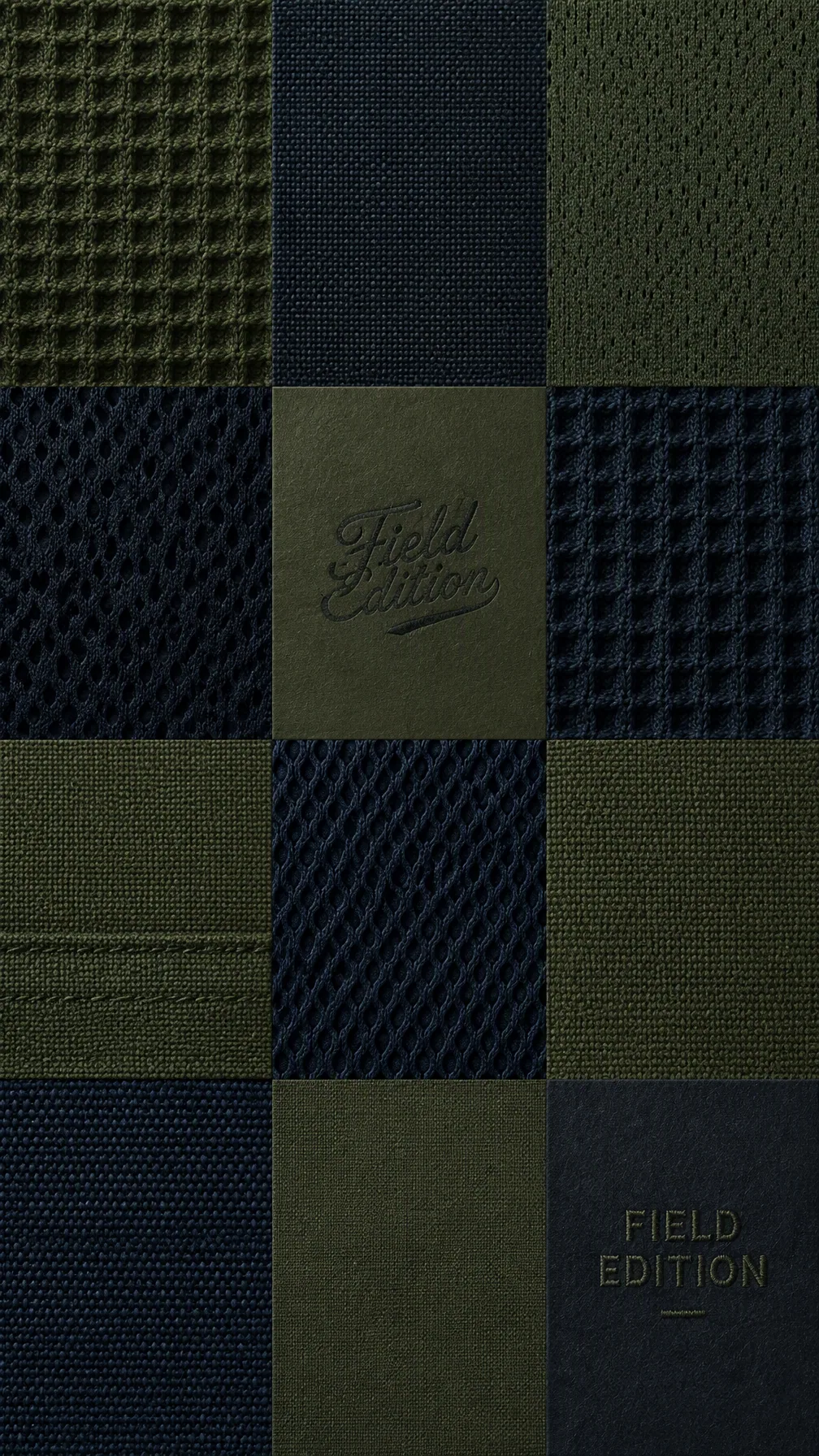 A highly textured wallpaper. A precise grid of different close-up textile textures (waffle-knit cotton, heavy… - AI提示词参考图，来自西西提示词