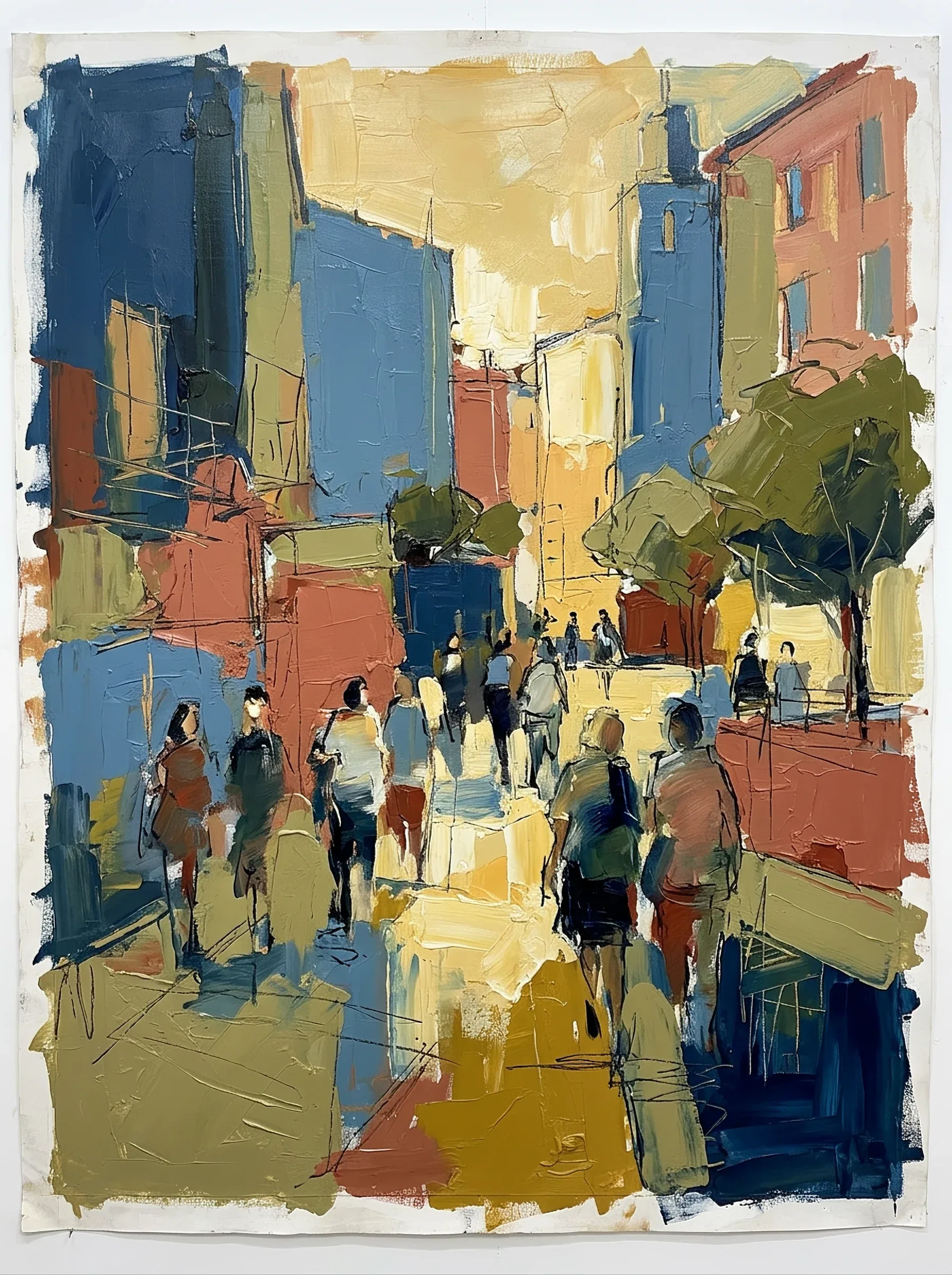 Oil painting, impasto, sgraffito, abstract expressionism, large generalized forms, color planes, sketchy, lim… - AI提示词参考图，来自西西提示词