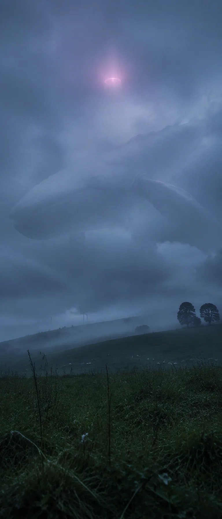 Create a vertical 9:21 photorealistic cinematic environmental photograph of a remote rolling countryside duri… - AI prompt reference from CC Prompt Galaxy