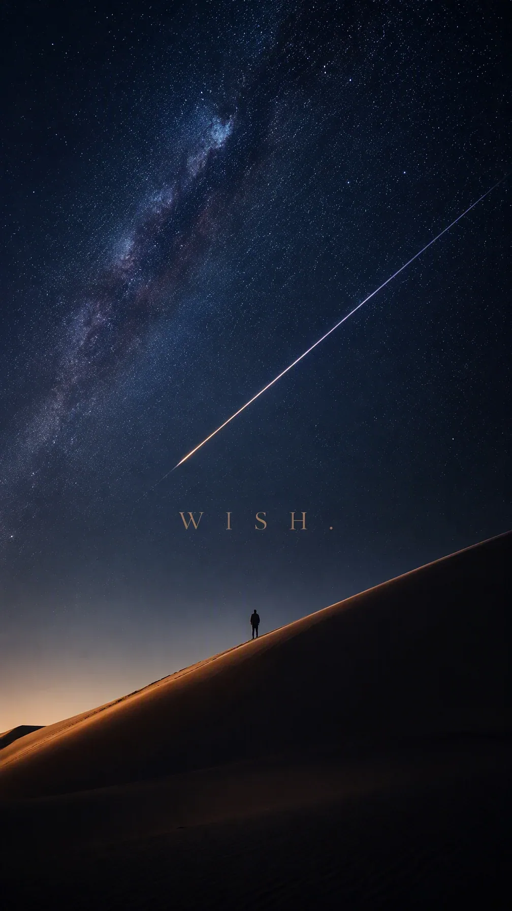 Create a premium 9:16 astrophotography editorial. Main Subject: A single lone figure standing on a desert dun… - AI prompt reference from CC Prompt Galaxy