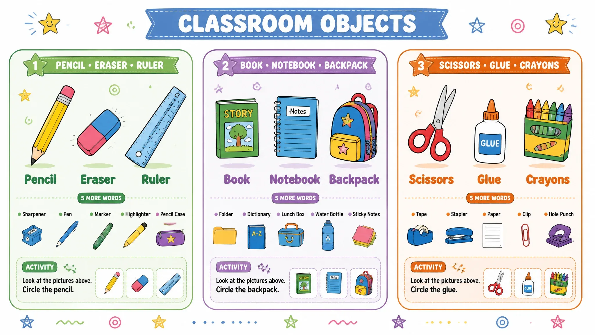 Create a printable educational flashcard worksheet for early primary ESL learners, inspired by the visual str… - AI prompt reference from CC Prompt Galaxy