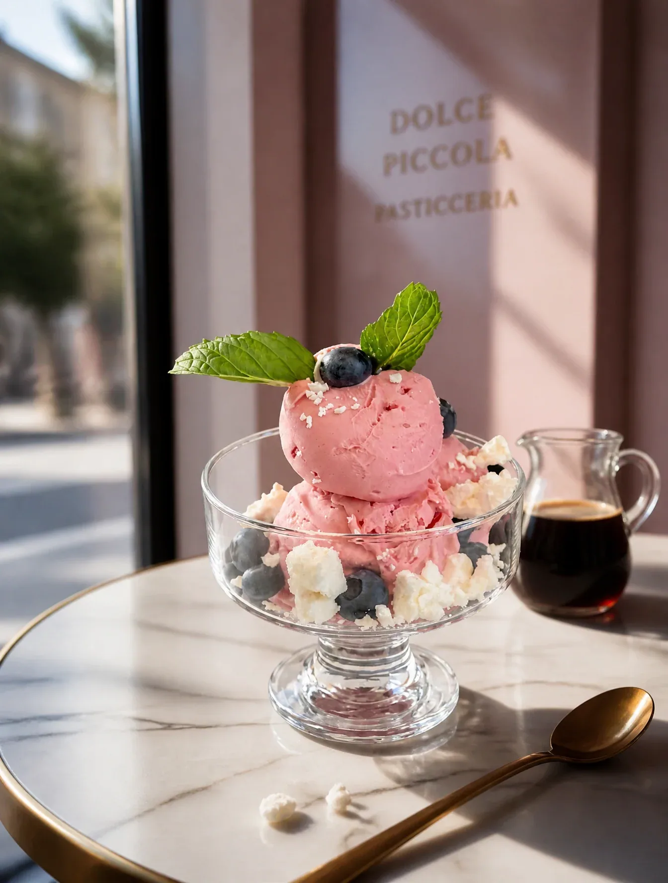 make photographic composition and put the affogato, (exact as it is NOT MIXED ) in picture resting in a table… - AI提示词参考图，来自西西提示词