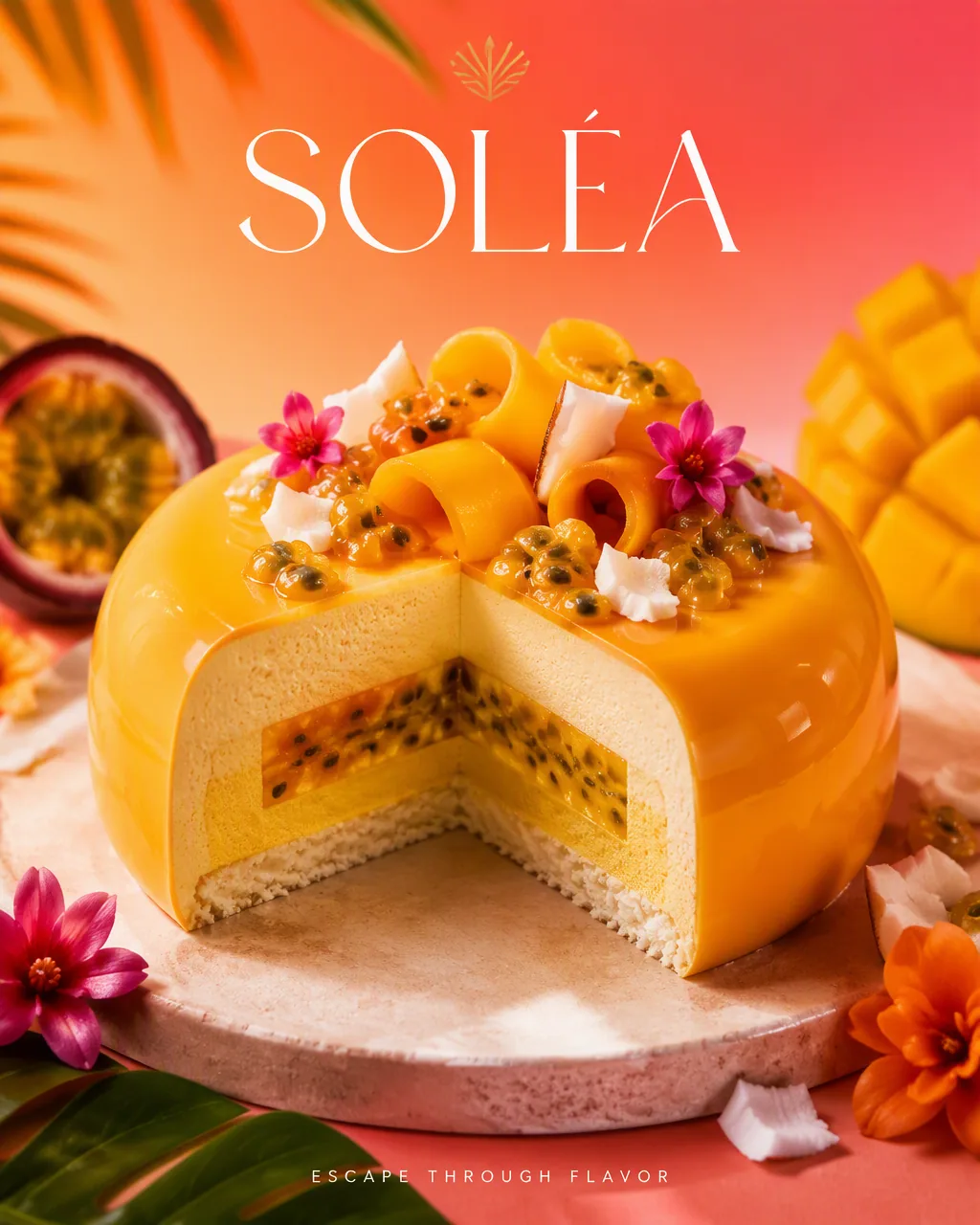 Create an ultra-premium dessert advertising poster for a fictional patisserie "SOLÉA". FORMAT: 4:5 vertical, … - AI prompt reference from CC Prompt Galaxy