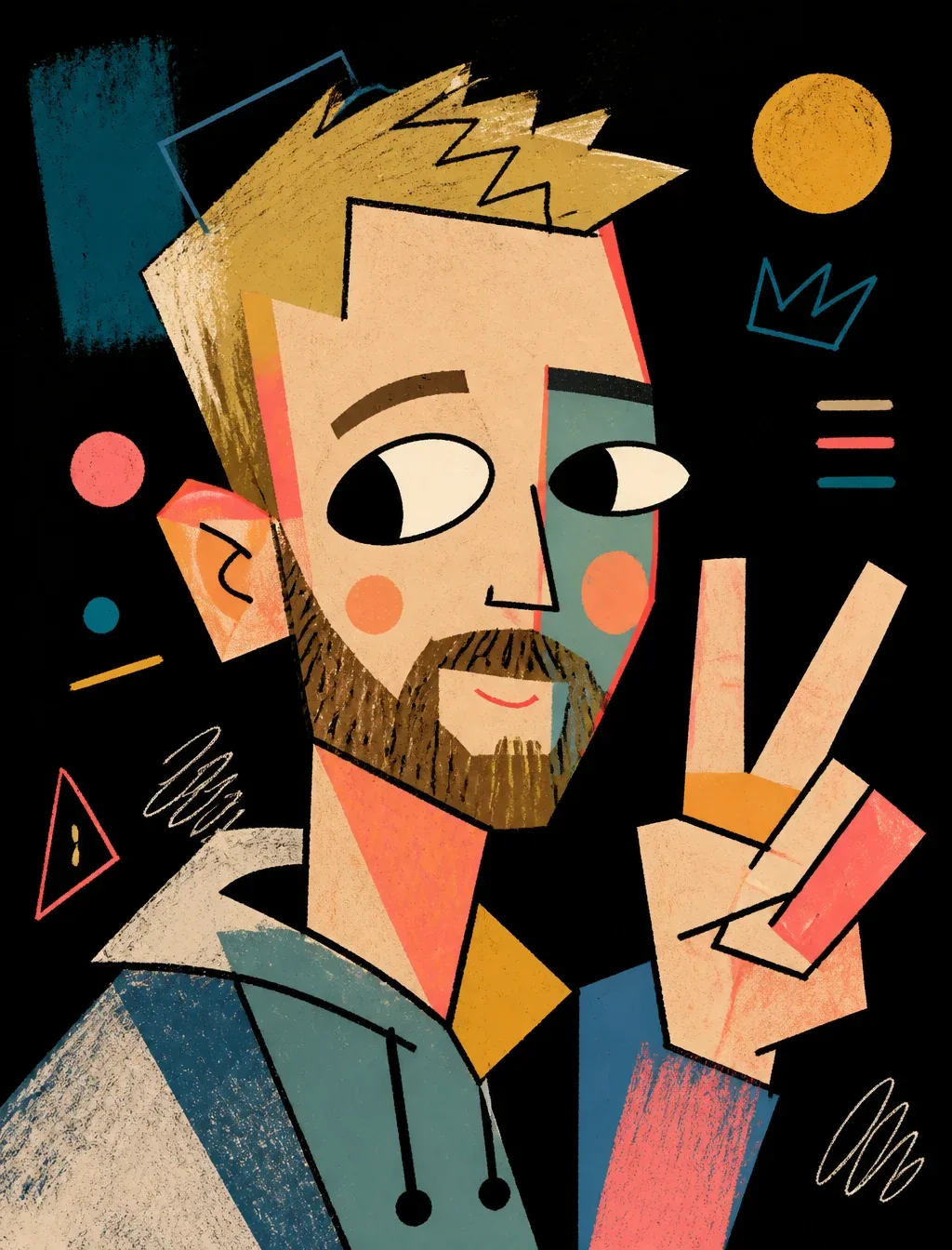 Create a cute neo-expressionist cubist minimal vector portrait illustration, Picasso meets kawaii minimalism,… - AI提示词参考图，来自西西提示词