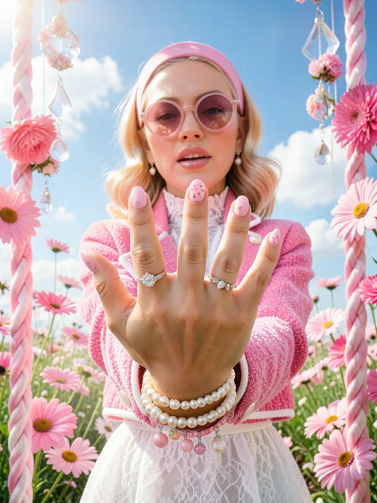 Ultra-photorealistic high-fashion editorial photograph in a dreamy pink Barbiecore aesthetic, vertical 3:4 co… - AI提示词参考图，来自西西提示词