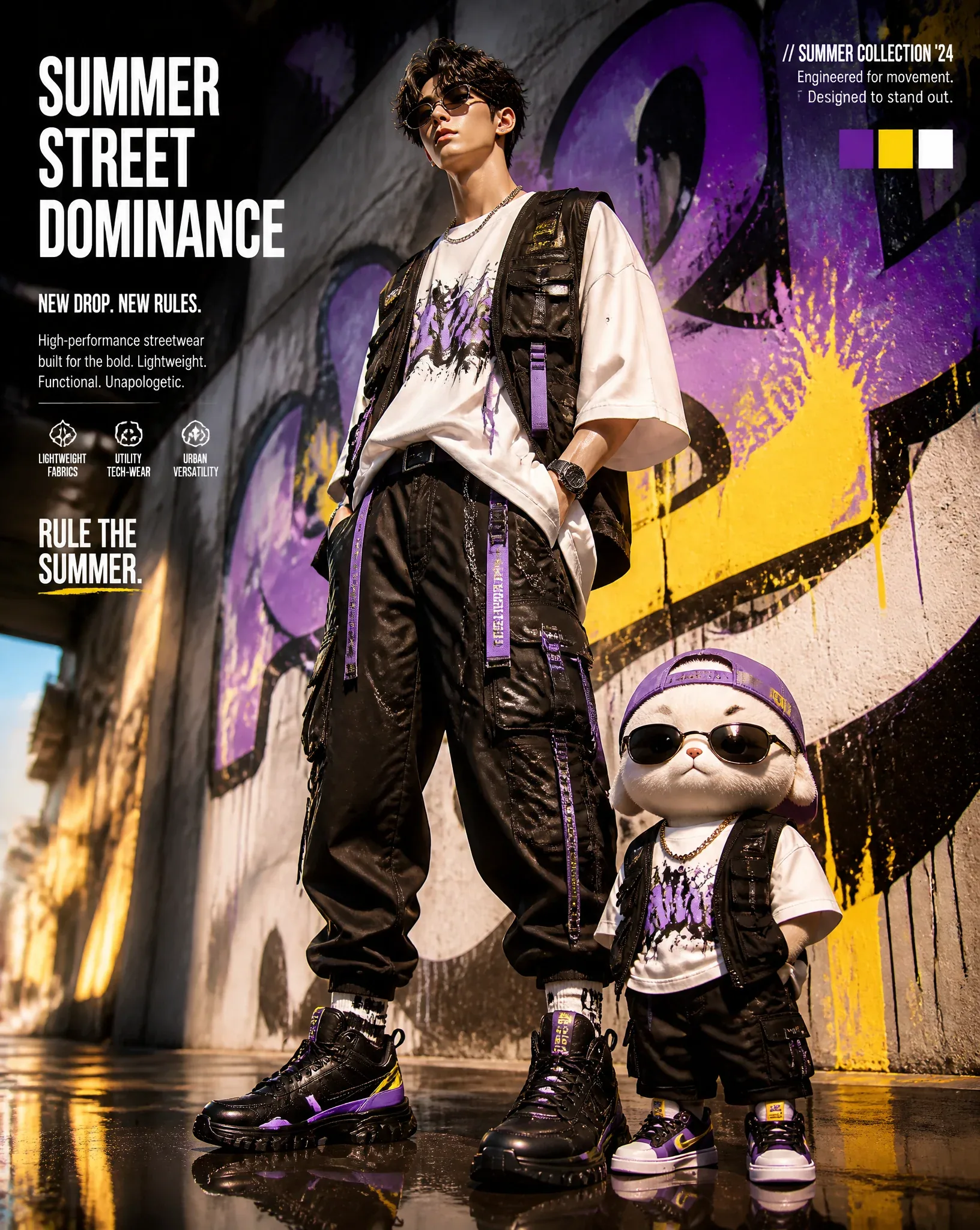 Subject and Action A high-end anime-realistic male fashion model with a sophisticated, cool demeanor and shar… - AI提示词参考图，来自西西提示词