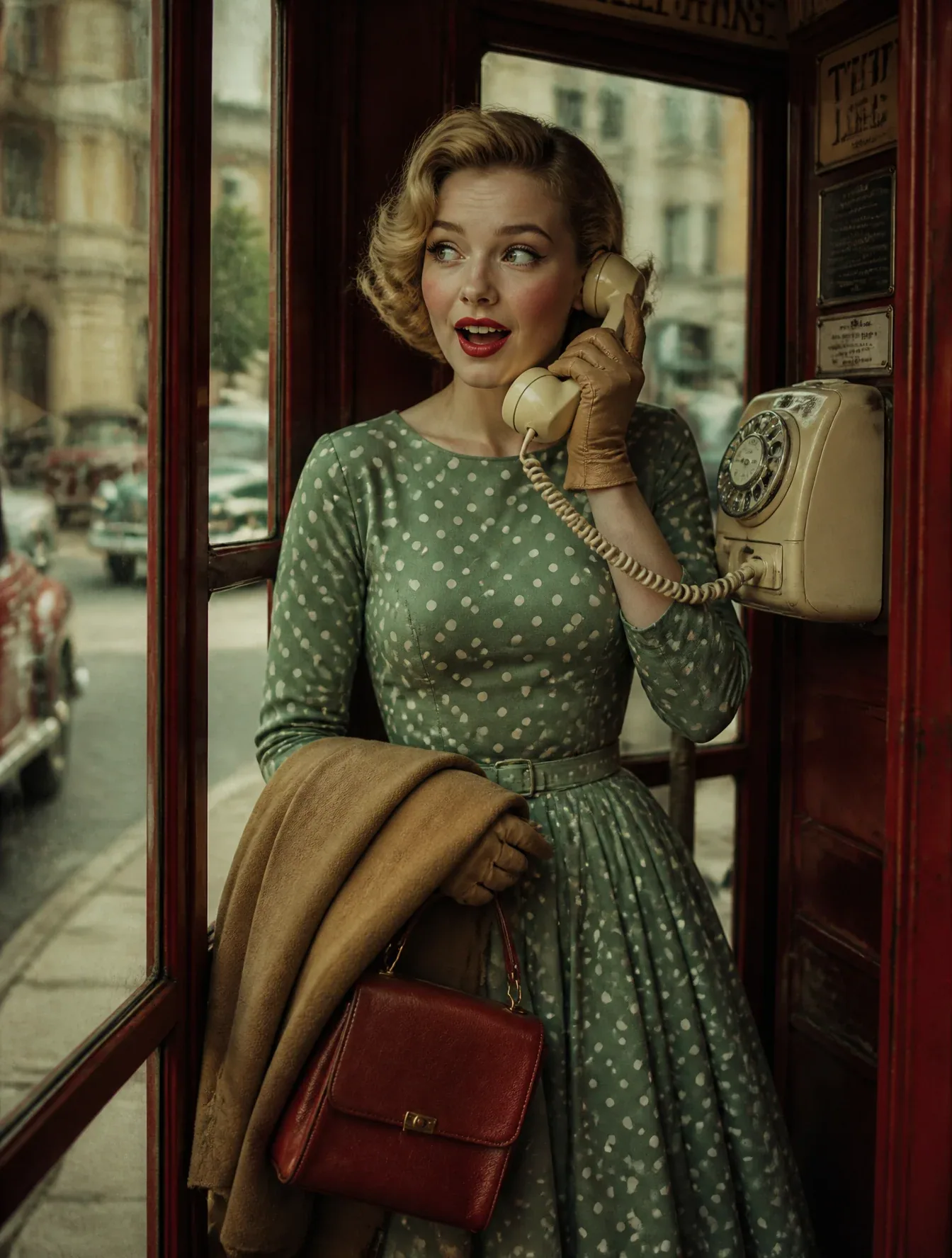 A hyper-realistic 1950s-inspired editorial portrait of a young woman (use uploaded face exactly, no changes).… - AI提示词参考图，来自西西提示词