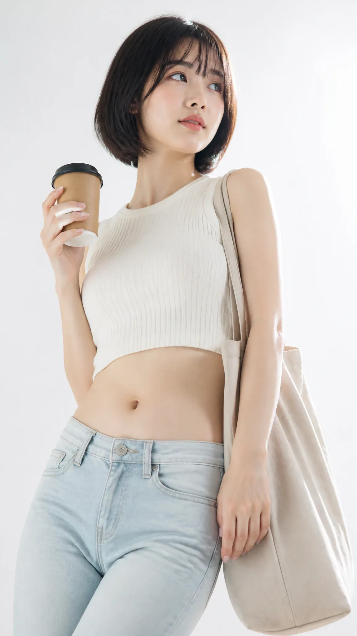 Portrait of a young woman in her 20s captured in a clean Japanese lifestyle magazine aesthetic. The subject f… - AI prompt reference from CC Prompt Galaxy
