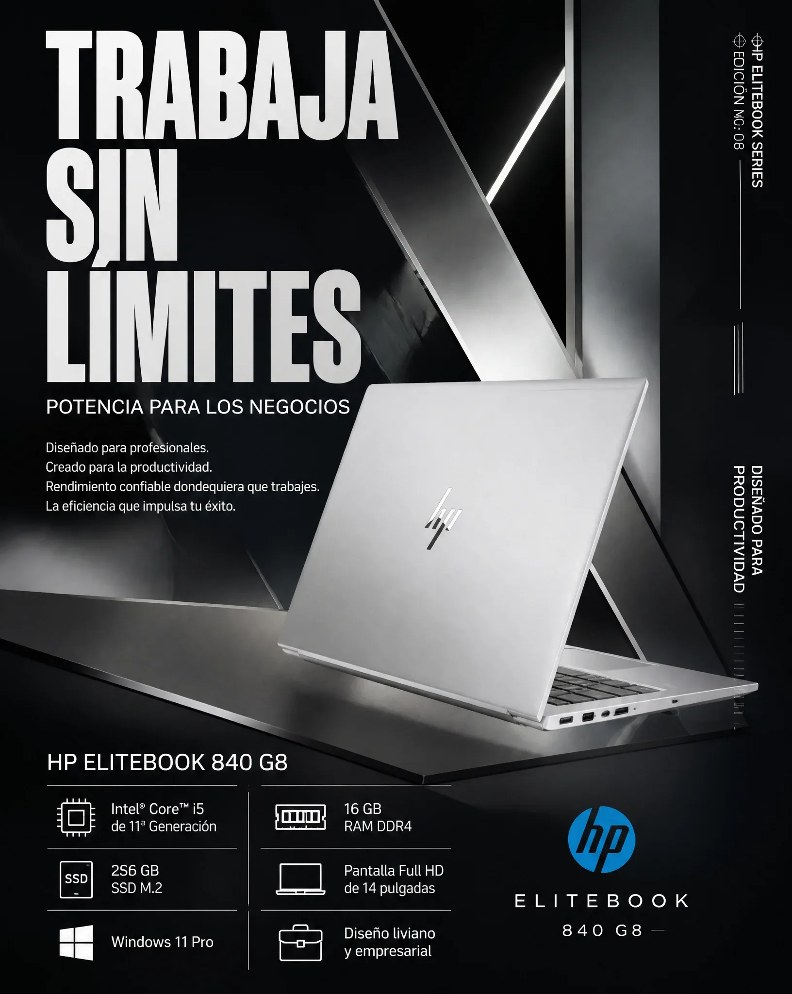 FORMATOPóster publicitario premium para redes sociales.Relación de aspecto 4:5 vertical.CLIENTEHP ELITEBOOKTÍ… - AI prompt reference from CC Prompt Galaxy