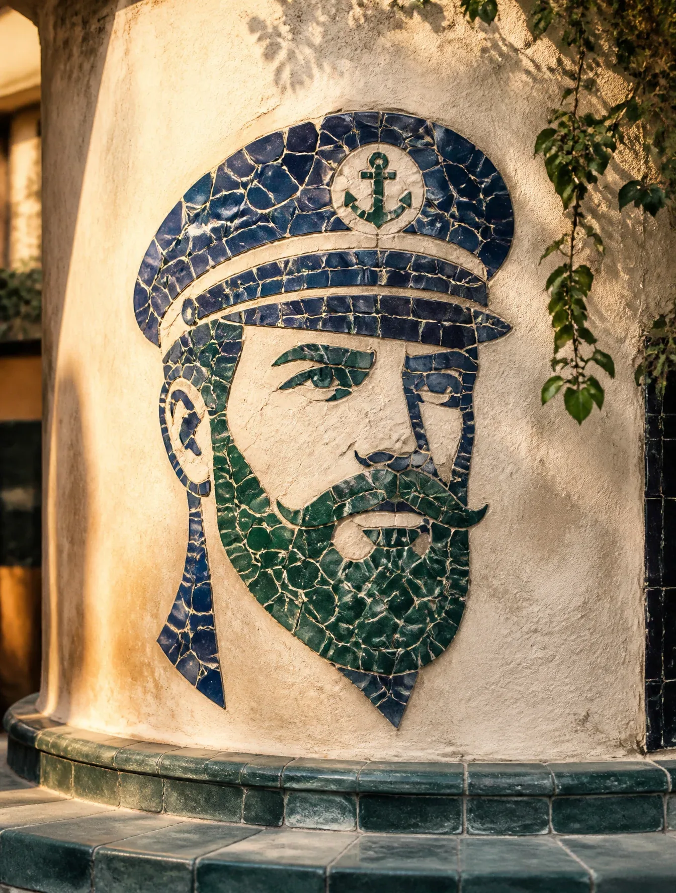 The logo should not look printed, painted, or pasted onto the wall. The logo itself must exist as the mosaic … - AI提示词参考图，来自西西提示词