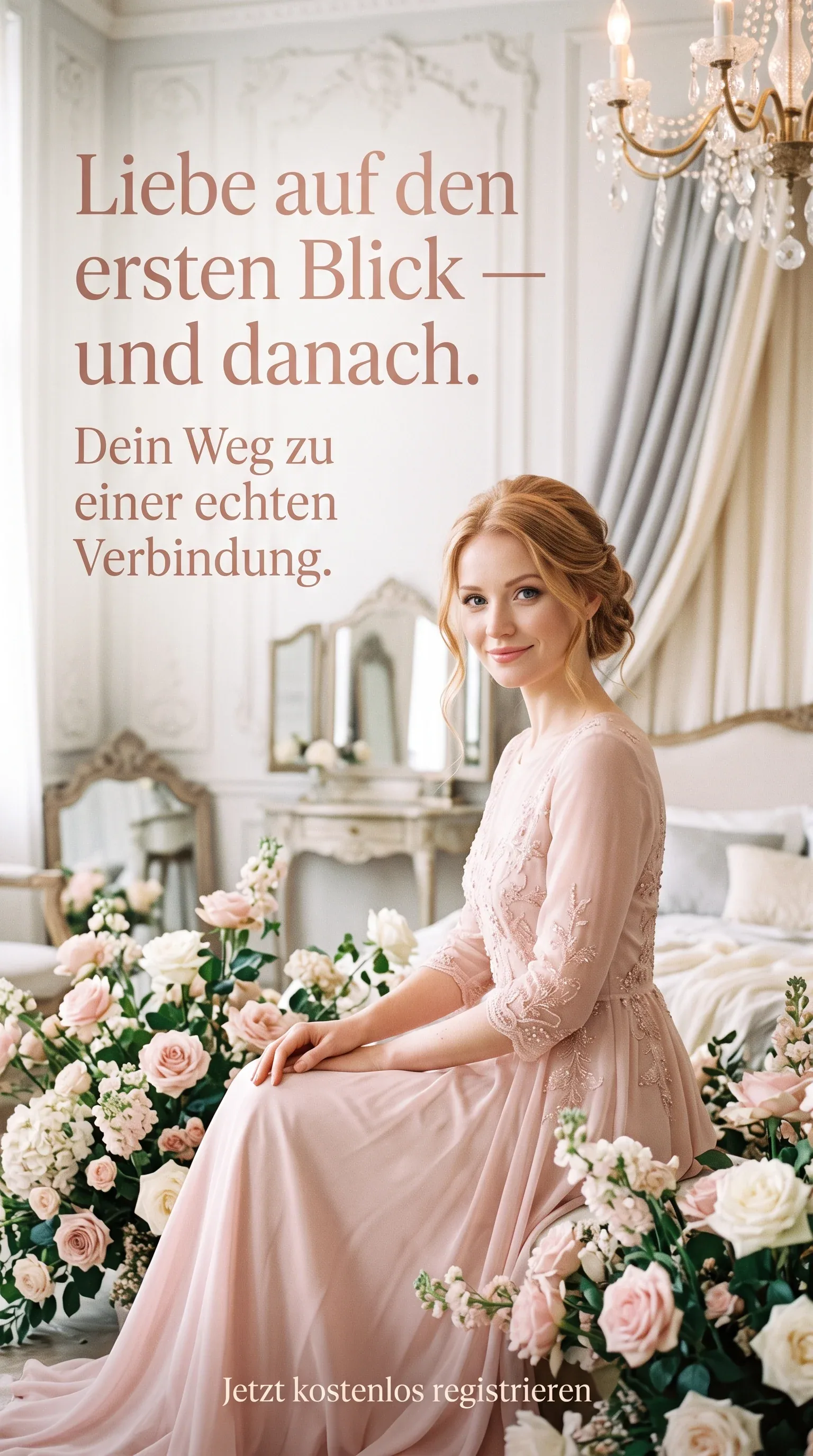 High-end romantic editorial advertisement photo, no logos. A beautiful fair-skinned German woman, early 30s, … - AI prompt reference from CC Prompt Galaxy