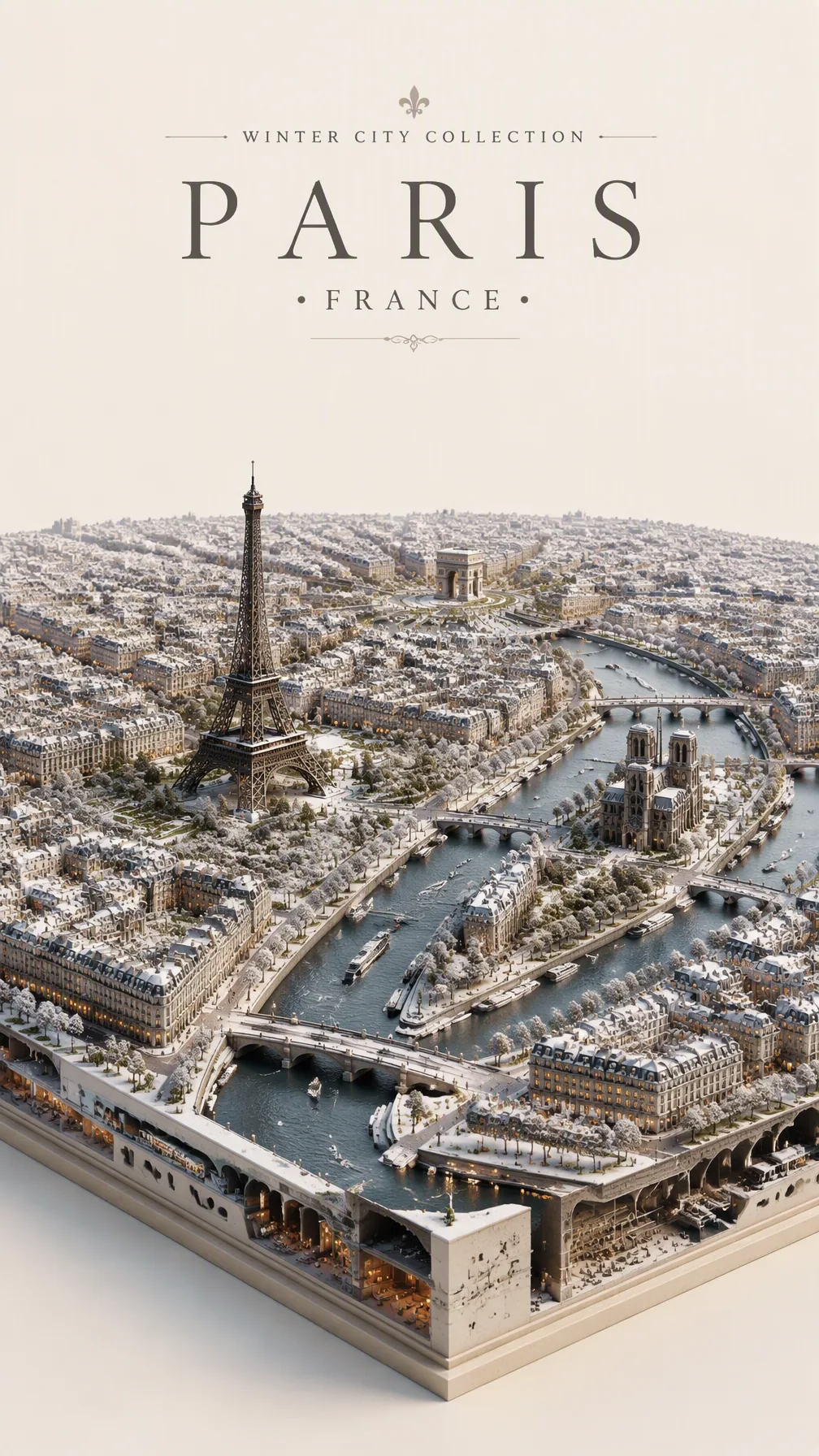 Premium sophisticated editorial travel poster featuring Paris, France, presented as an extraordinary hyper-de… - AI prompt reference from CC Prompt Galaxy