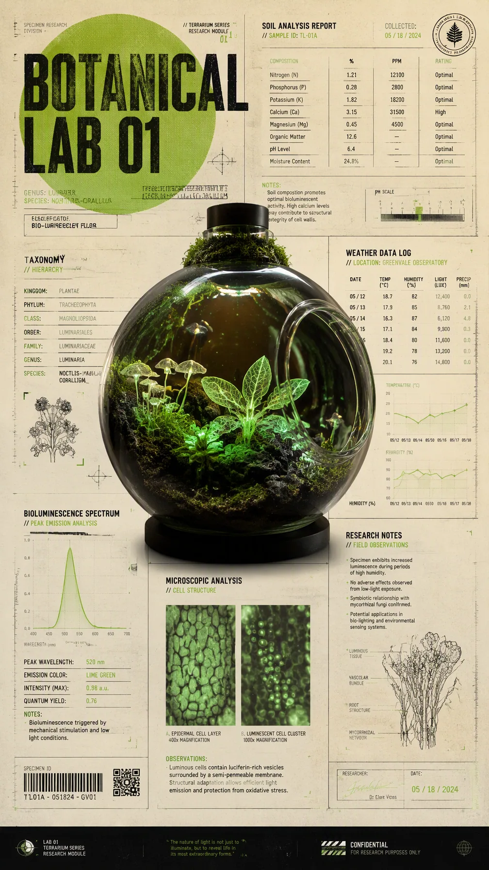 A hyper-structured experimental botanical poster combining macro photography and technical data visualization… - AI prompt reference from CC Prompt Galaxy