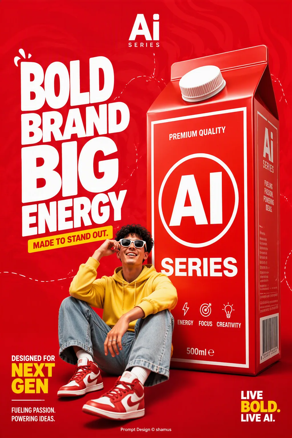 Bold Gen-Z commercial advertising aesthetics, modern ecommerce campaign visuals, premium social-media brandin… - AI提示词参考图，来自西西提示词