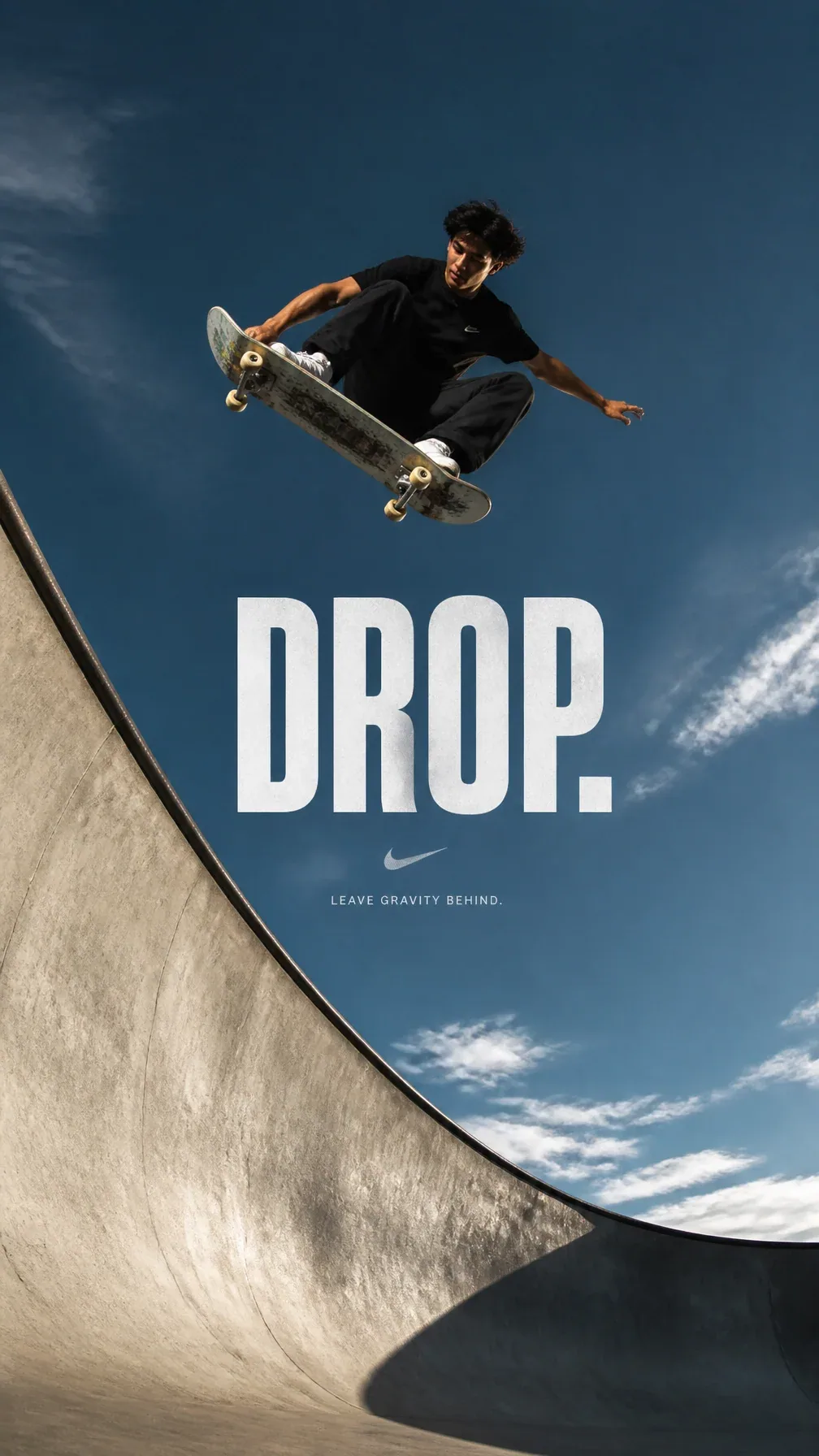 Create a premium 9:16 sports editorial. Main Subject: Young male skateboarder mid-air performing a trick abov… - AI prompt reference from CC Prompt Galaxy