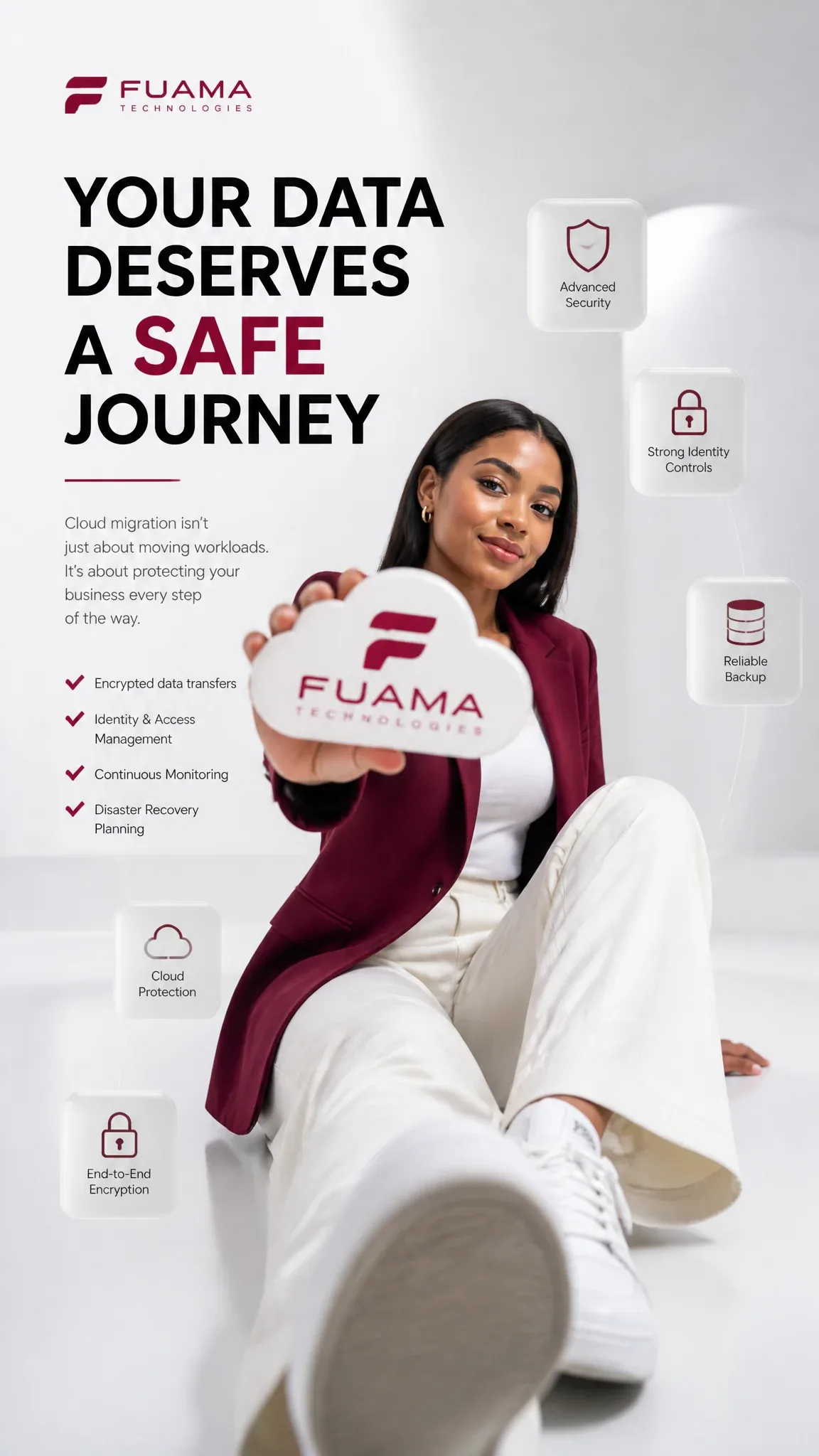 Create a premium 9:16 vertical corporate advertising poster for Fuama Technologies with a luxurious, Apple-in… - AI提示词参考图，来自西西提示词