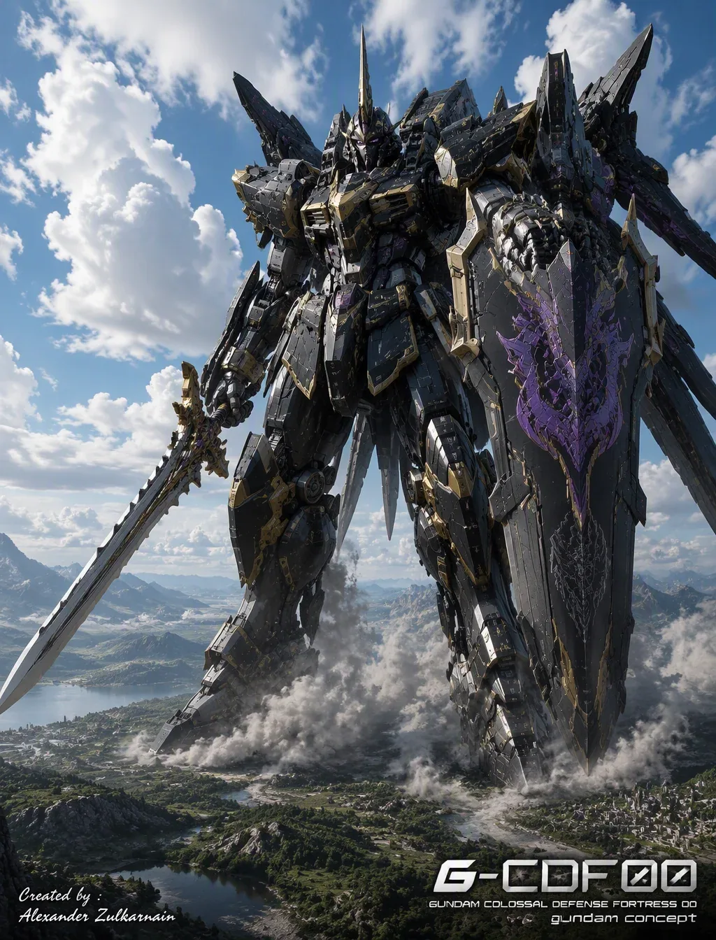 Subjek Utama:Karakter: Sebuah mecha (robot raksasa) bipedal yang masif dan penuh ornamen, dengan desain mecha… - AI提示词参考图，来自西西提示词