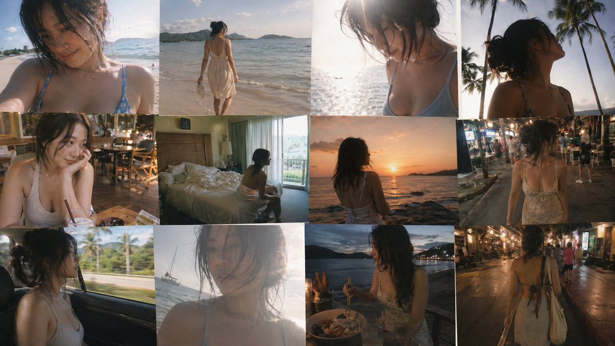 A 12-frame collage of candid, emotional snapshots of a young {argument name="ethnicity" default="Chinese"} wo… - AI提示词参考图，来自西西提示词