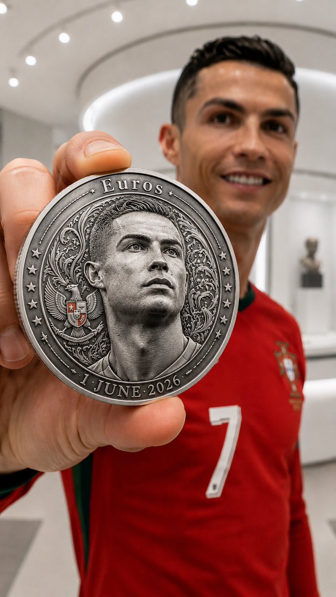 Photorealistic 8K HDR luxury commemorative coin presentation inside a bright white minimalist museum. A singl… - AI提示词参考图，来自西西提示词