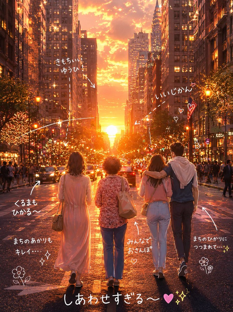 Ultra-cinematic golden hour city street at sunset, centered vanishing point composition, glowing orange sun p… - AI提示词参考图，来自西西提示词