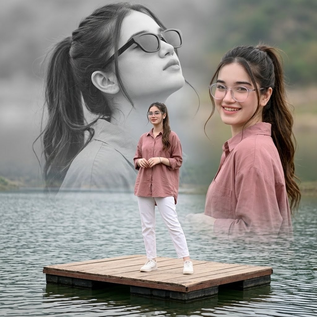 Create a photorealistic cinematic triple-portrait composite of {argument name="subject" default="a beautiful … - AI prompt reference from CC Prompt Galaxy