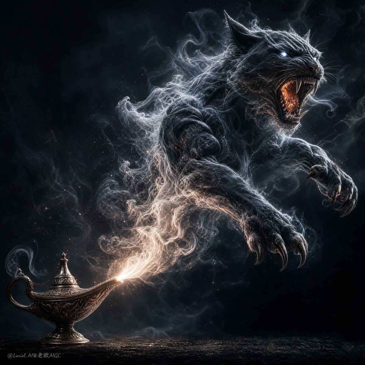 Create an ultra-premium dark fantasy cinematic artwork that follows Figure 1 with absolute structural fidelit… - AI提示词参考图，来自西西提示词