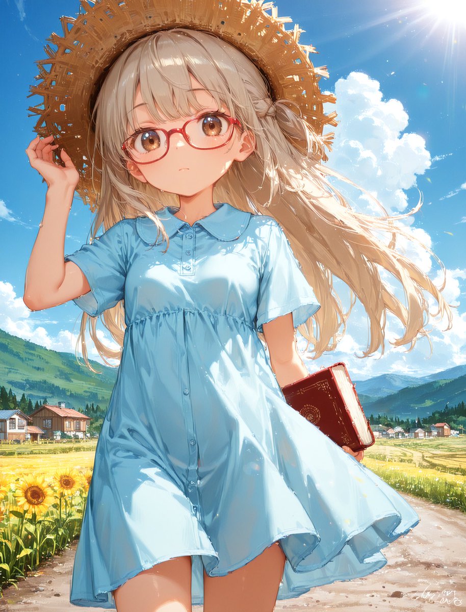 Create a bright, high-detail anime illustration of {argument name="character name" default="a young girl"} st… - AI提示词参考图，来自西西提示词