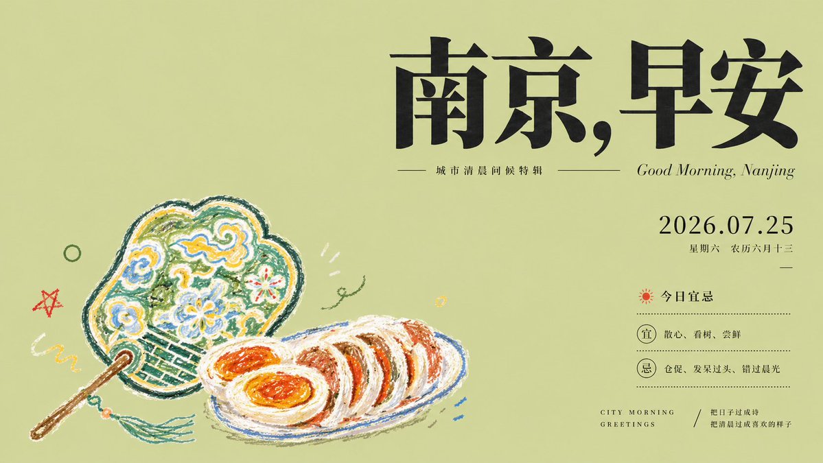 Create a literary magazine cover style poster about {argument name="city greeting" default="Nanjing, good mor… - AI提示词参考图，来自西西提示词